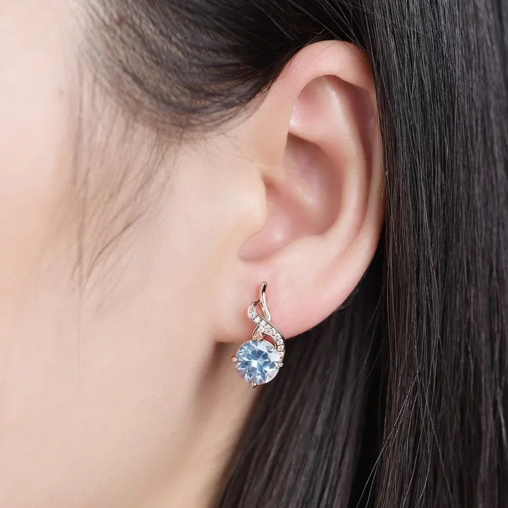 Aqua Blue Zircon earrings. - Picture 3 of 3